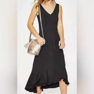 BODEN Eliza Hi Low Jersey Dress Women’s 4 Black Feminine Romantic LBD Minimalist